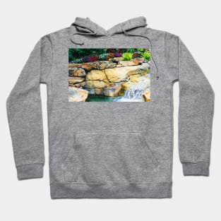 Colorful Flowers on Rocks Beside Flowing Stream Hoodie